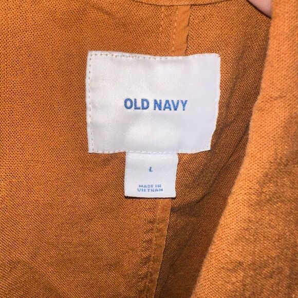 Old Navy linen blend elevated basics minimalist L orange jacket - Picture 3 of 4